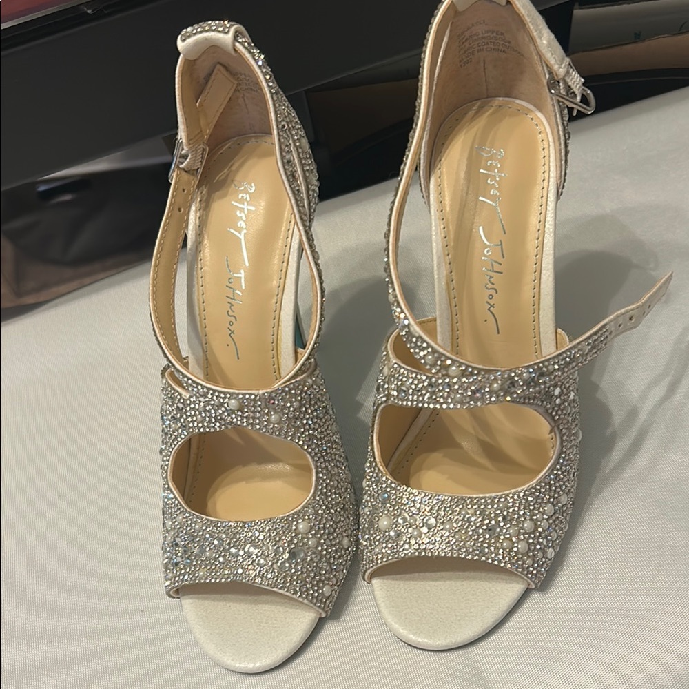 Betsey Johnson Silver Embellished Women's Heels size 6